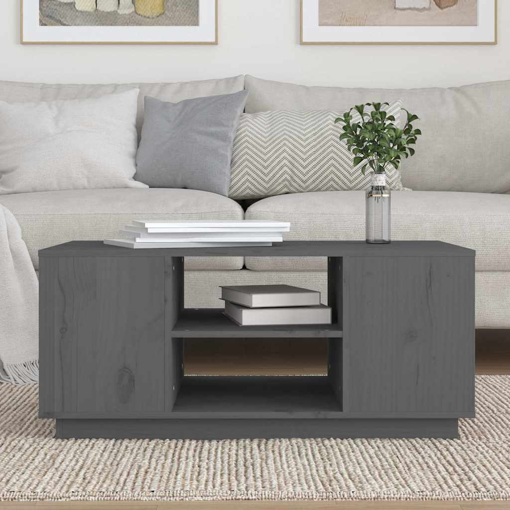 vidaXL Coffee Table Grey 90x49x40,5 cm Solid Wood Pine