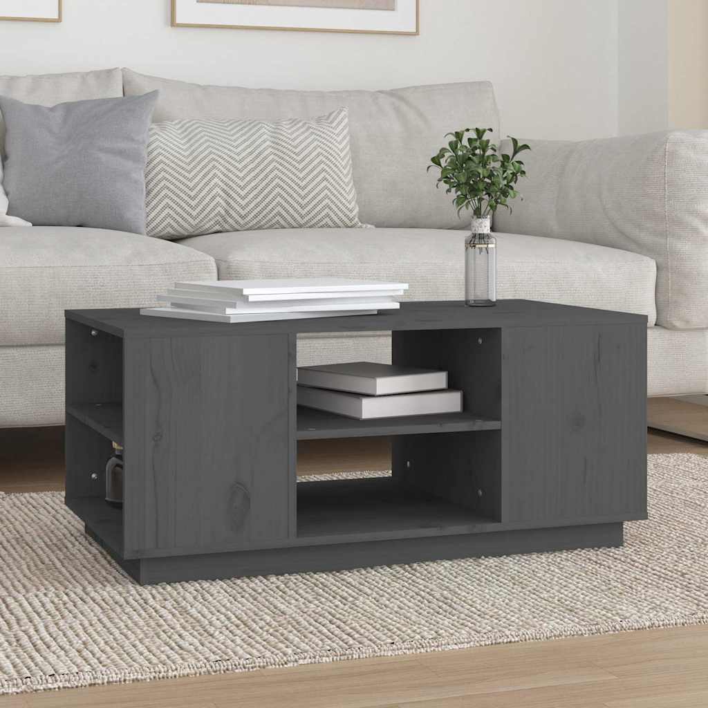 vidaXL Coffee Table Grey 90x49x40,5 cm Solid Wood Pine