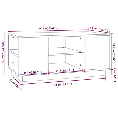 vidaXL Coffee Table Honey Brown 90x49x40,5 cm Solid Wood Pine