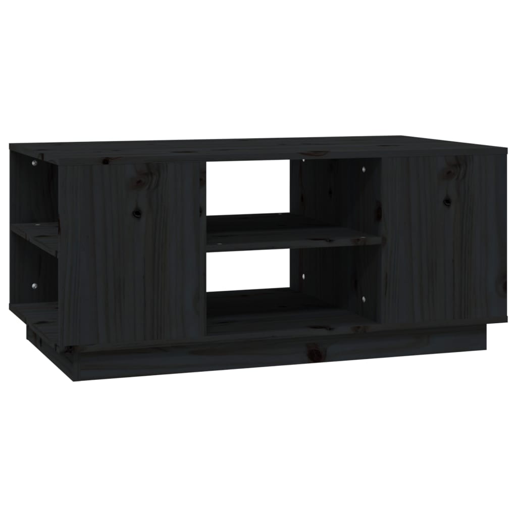 vidaXL Coffee Table Black 90x49x40.5 cm Solid Wood Pine