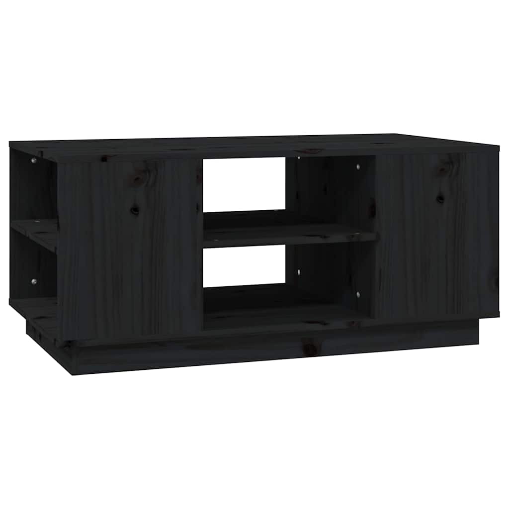 vidaXL Coffee Table Black 90x49x40,5 cm Solid Wood Pine