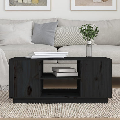 vidaXL Coffee Table Black 90x49x40.5 cm Solid Wood Pine