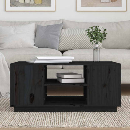 vidaXL Coffee Table Black 90x49x40,5 cm Solid Wood Pine