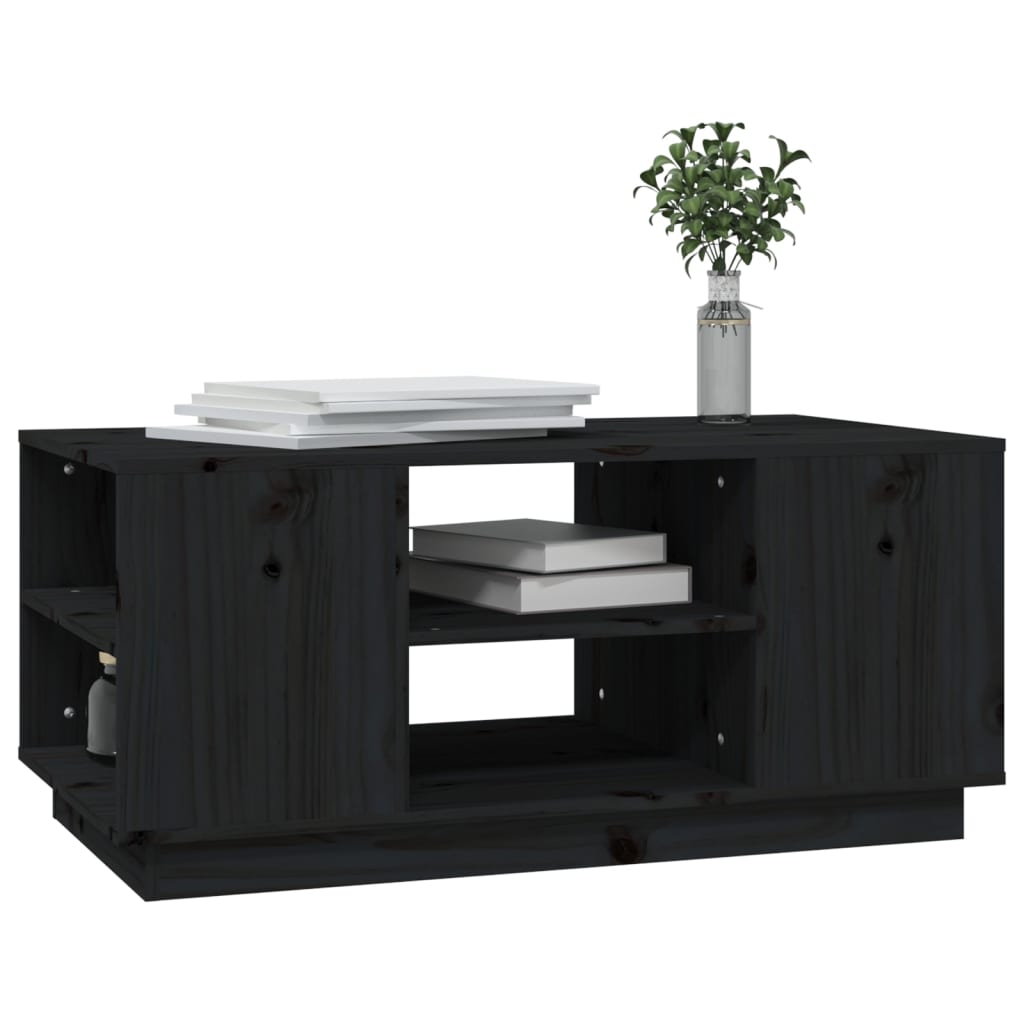 vidaXL Coffee Table Black 90x49x40.5 cm Solid Wood Pine