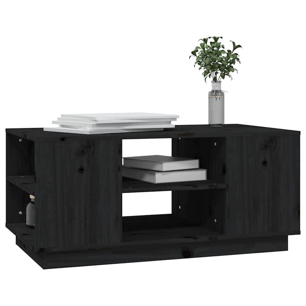 vidaXL Coffee Table Black 90x49x40,5 cm Solid Wood Pine