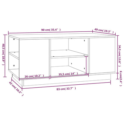 vidaXL Coffee Table Black 90x49x40.5 cm Solid Wood Pine