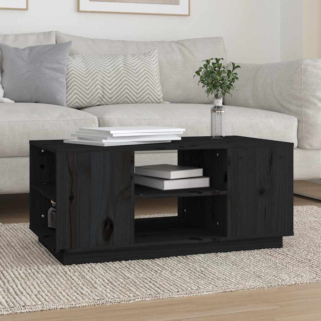vidaXL Coffee Table Black 90x49x40,5 cm Solid Wood Pine