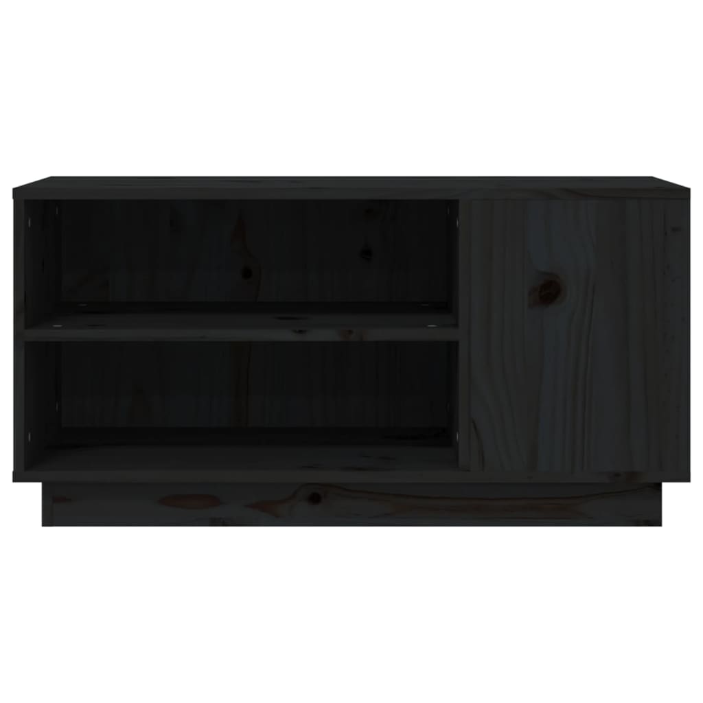 vidaXL TV Cabinet Black 80x35x40.5 cm Solid Wood Pine