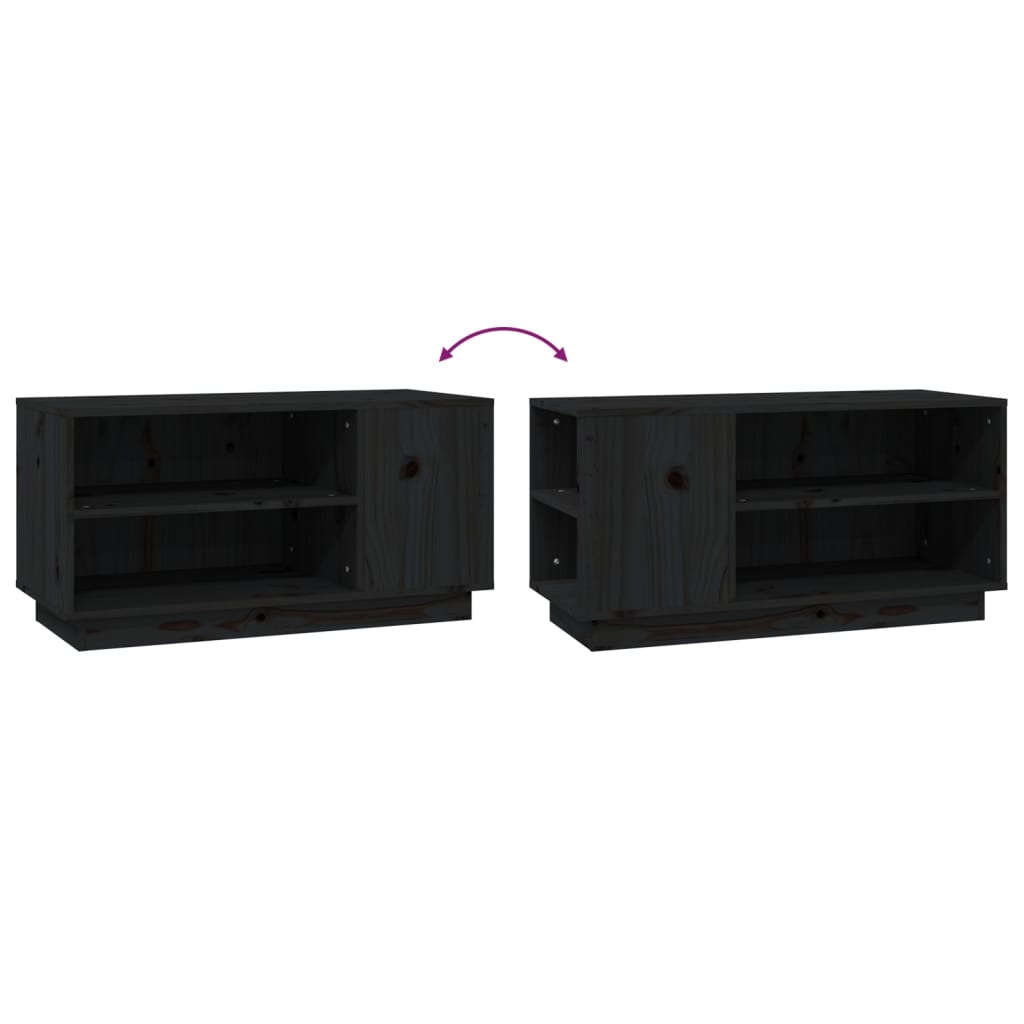 vidaXL TV Cabinet Black 80x35x40.5 cm Solid Wood Pine