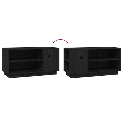 vidaXL TV Cabinet Black 80x35x40.5 cm Solid Wood Pine