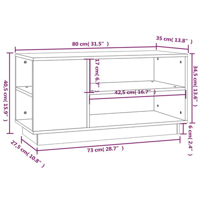 vidaXL TV Cabinet Black 80x35x40.5 cm Solid Wood Pine