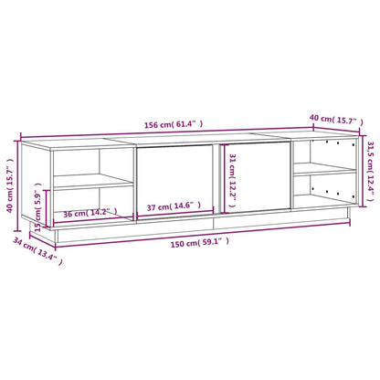 vidaXL TV Cabinet White 156x40x40 cm Solid Wood Pine