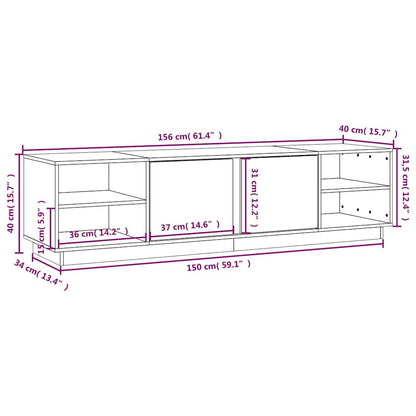 vidaXL TV Cabinet White 156x40x40 cm Solid Wood Pine