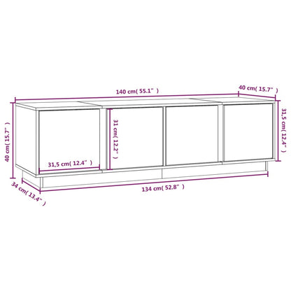 vidaXL TV Cabinet White 140x40x40 cm Solid Wood Pine