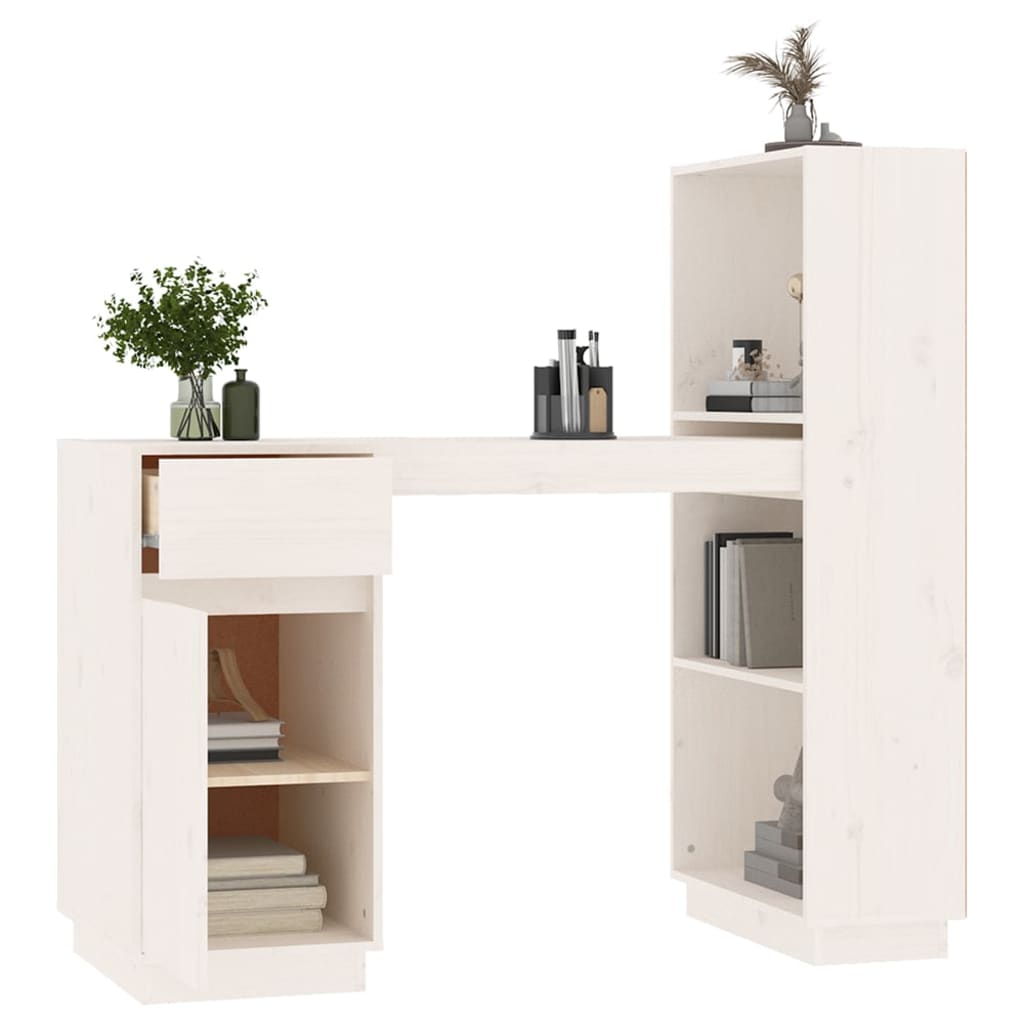 vidaXL Desk White 110x53x117 cm Solid Wood Pine