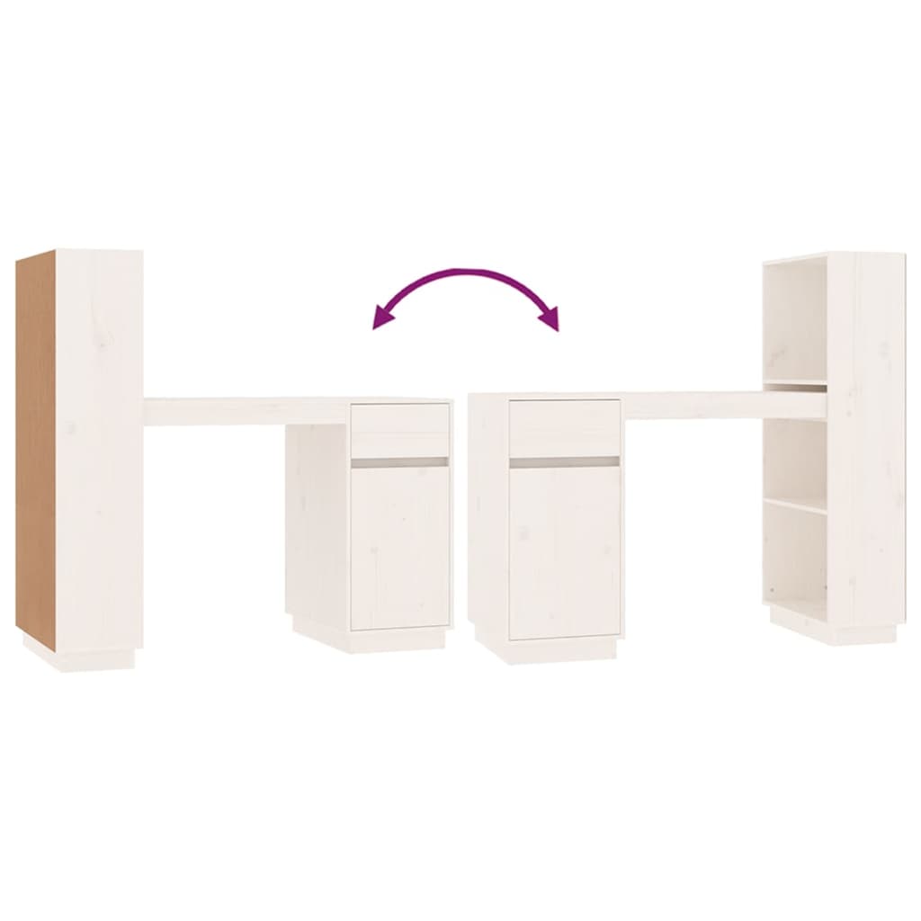 vidaXL Desk White 110x53x117 cm Solid Wood Pine