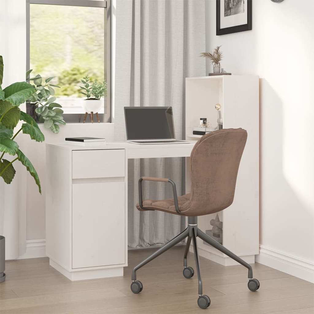 vidaXL Desk White 110x53x117 cm Solid Wood Pine
