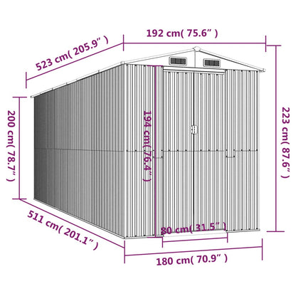 vidaXL Garden Shed Green 192x523x223 cm Galvanised Steel