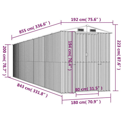 vidaXL Garden Shed Green 192x855x223 cm Galvanised Steel