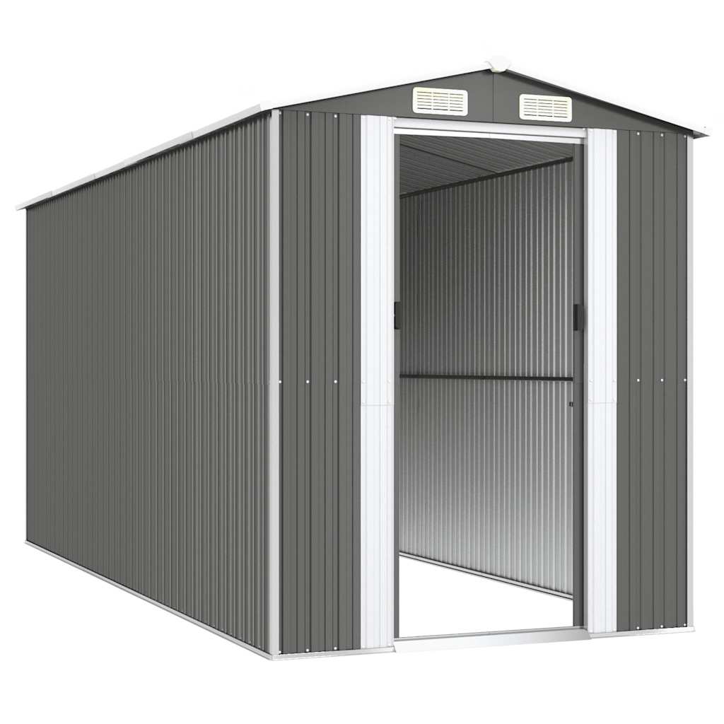 vidaXL Garden Shed Light Grey 192x440x223 cm Galvanised Steel