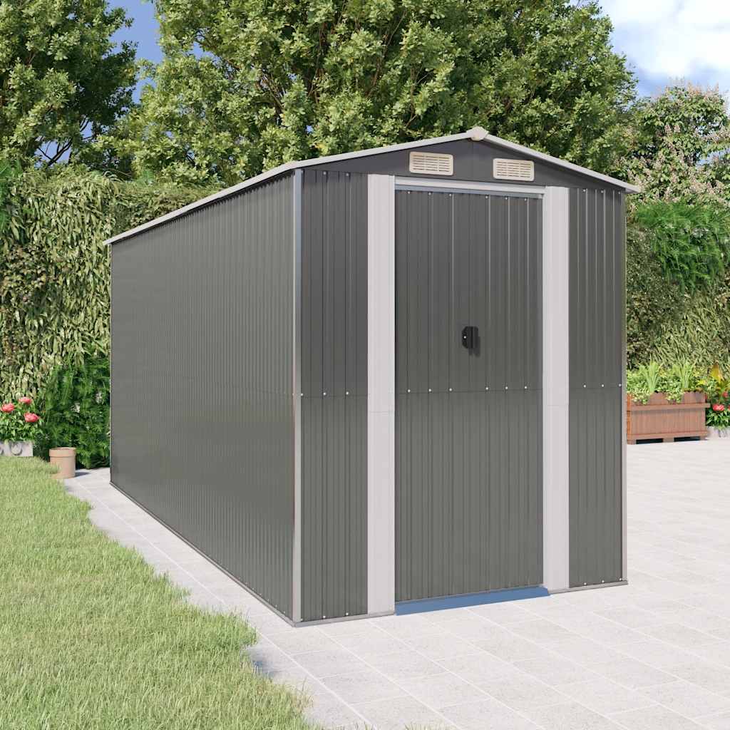 vidaXL Garden Shed Light Grey 192x440x223 cm Galvanised Steel