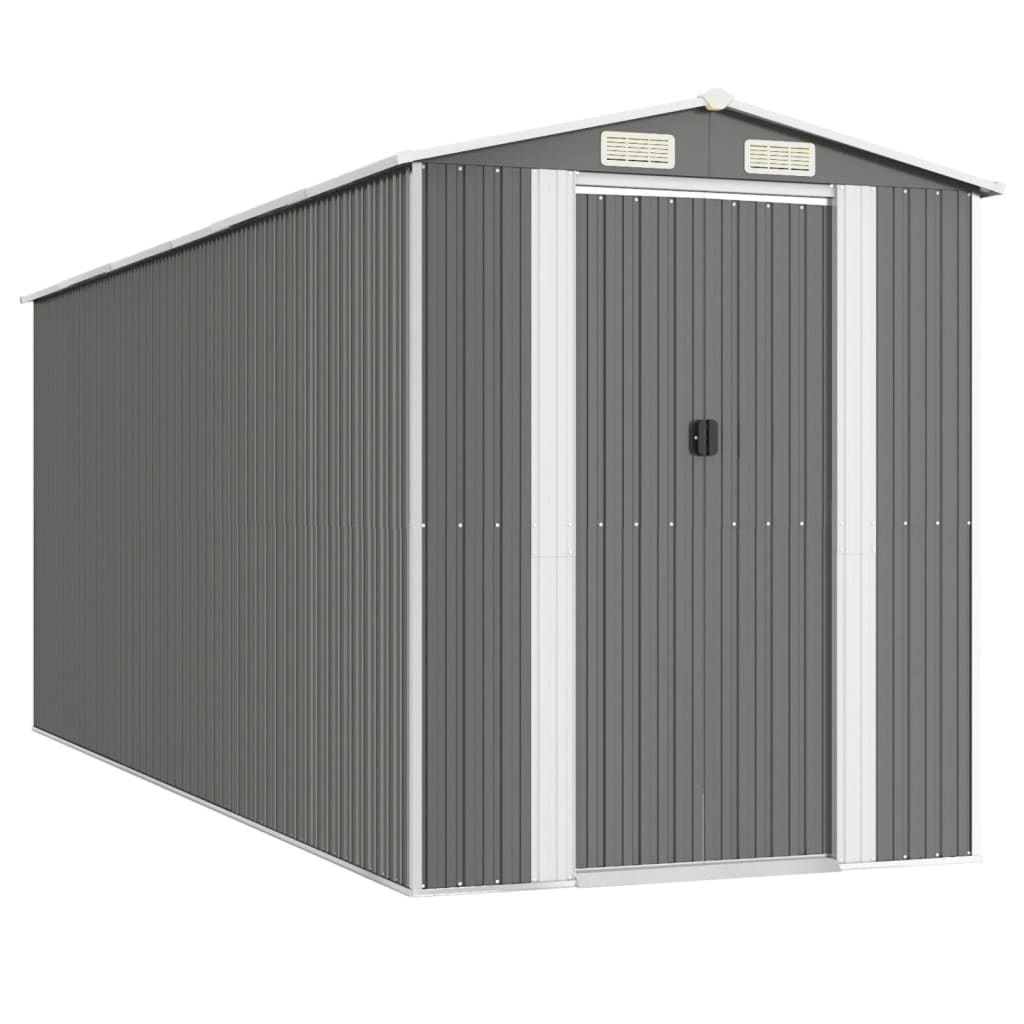 vidaXL Garden Shed Light Grey 192x523x223 cm Galvanised Steel