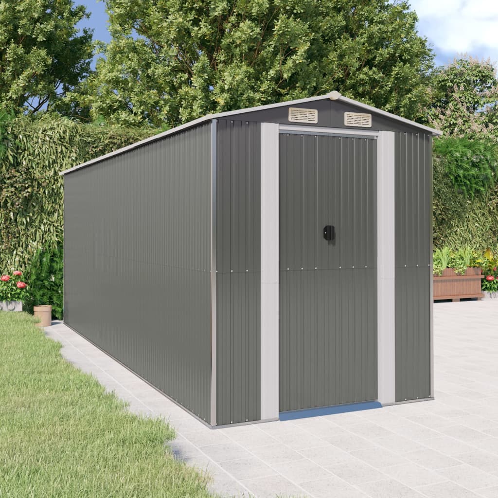 vidaXL Garden Shed Light Grey 192x523x223 cm Galvanised Steel