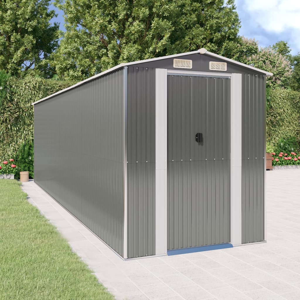 vidaXL Garden Shed Light Grey 192x689x223 cm Galvanised Steel