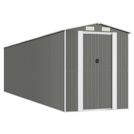 vidaXL Garden Shed Light Grey 192x772x223 cm Galvanised Steel