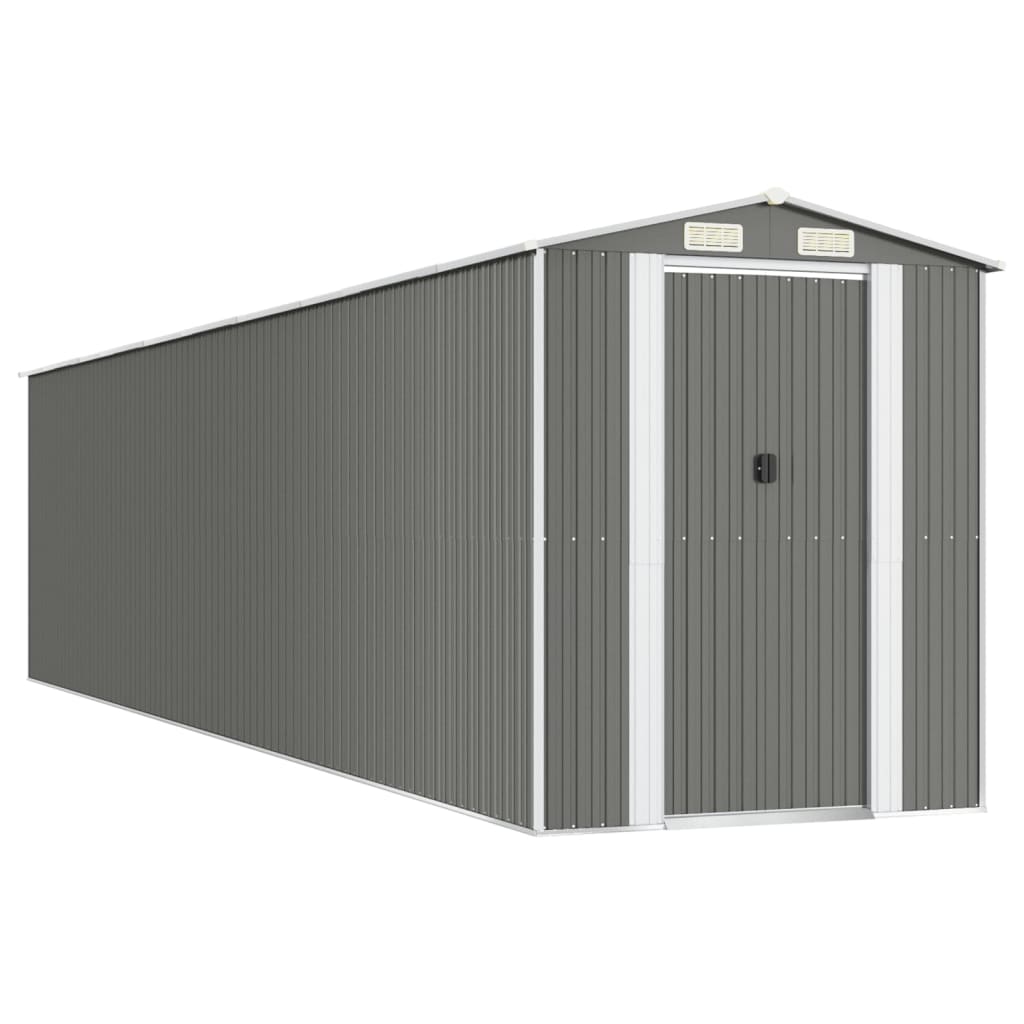 vidaXL Garden Shed Light Grey 192x855x223 cm Galvanised Steel