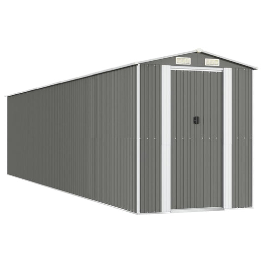 vidaXL Garden Shed Light Grey 192x855x223 cm Galvanised Steel