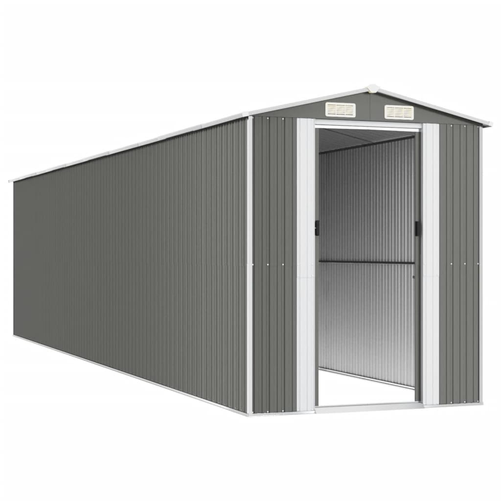 vidaXL Garden Shed Light Grey 192x855x223 cm Galvanised Steel