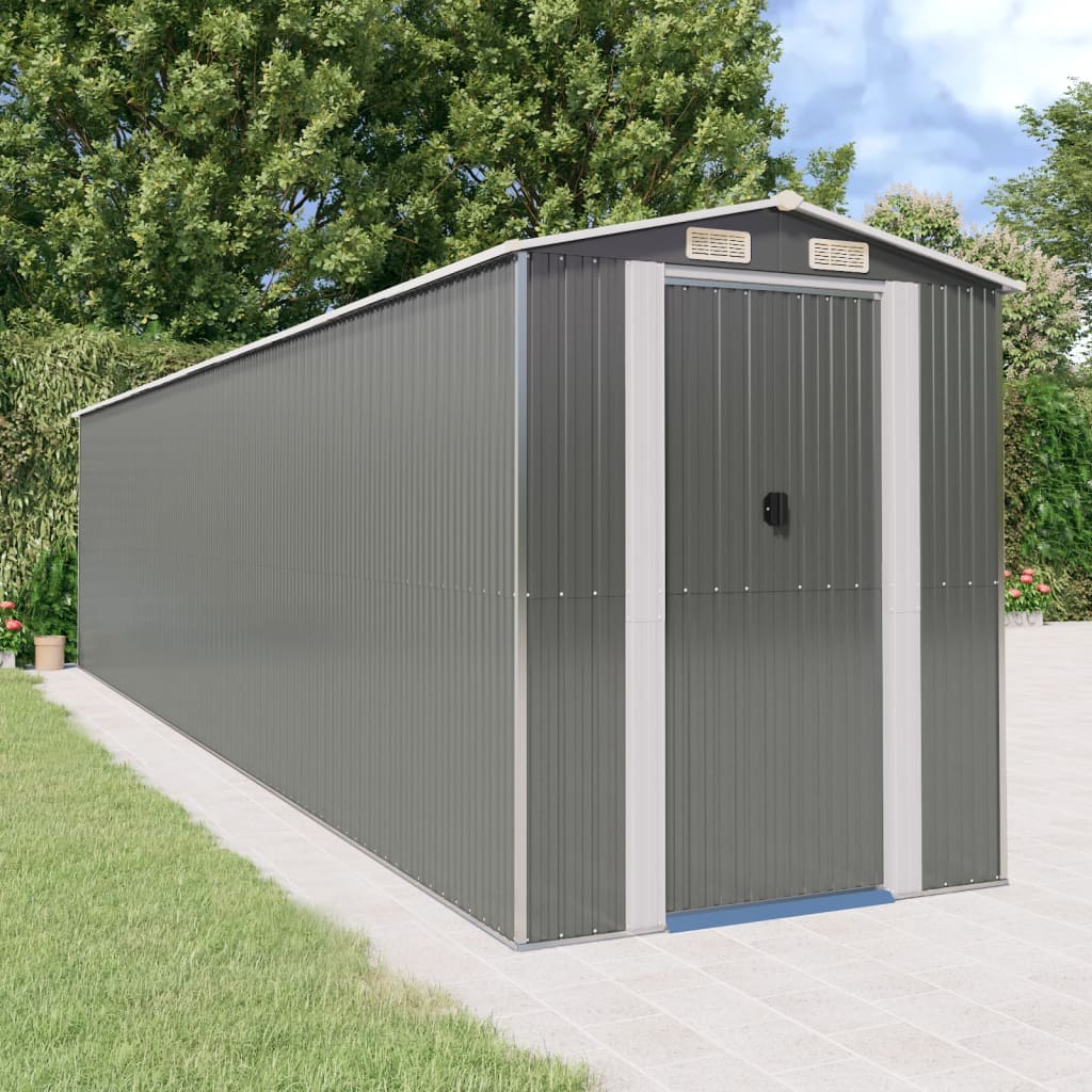 vidaXL Garden Shed Light Grey 192x855x223 cm Galvanised Steel