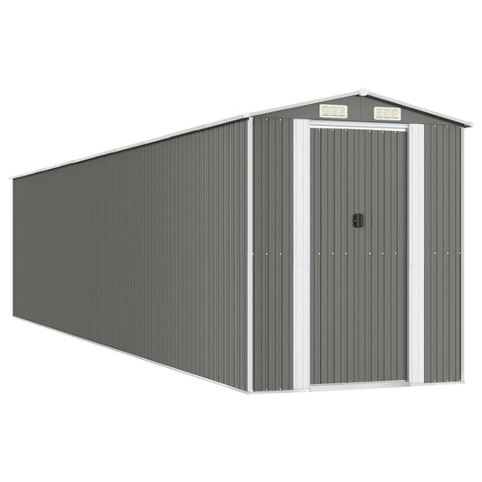 vidaXL Garden Shed Light Grey 192x938x223 cm Galvanised Steel