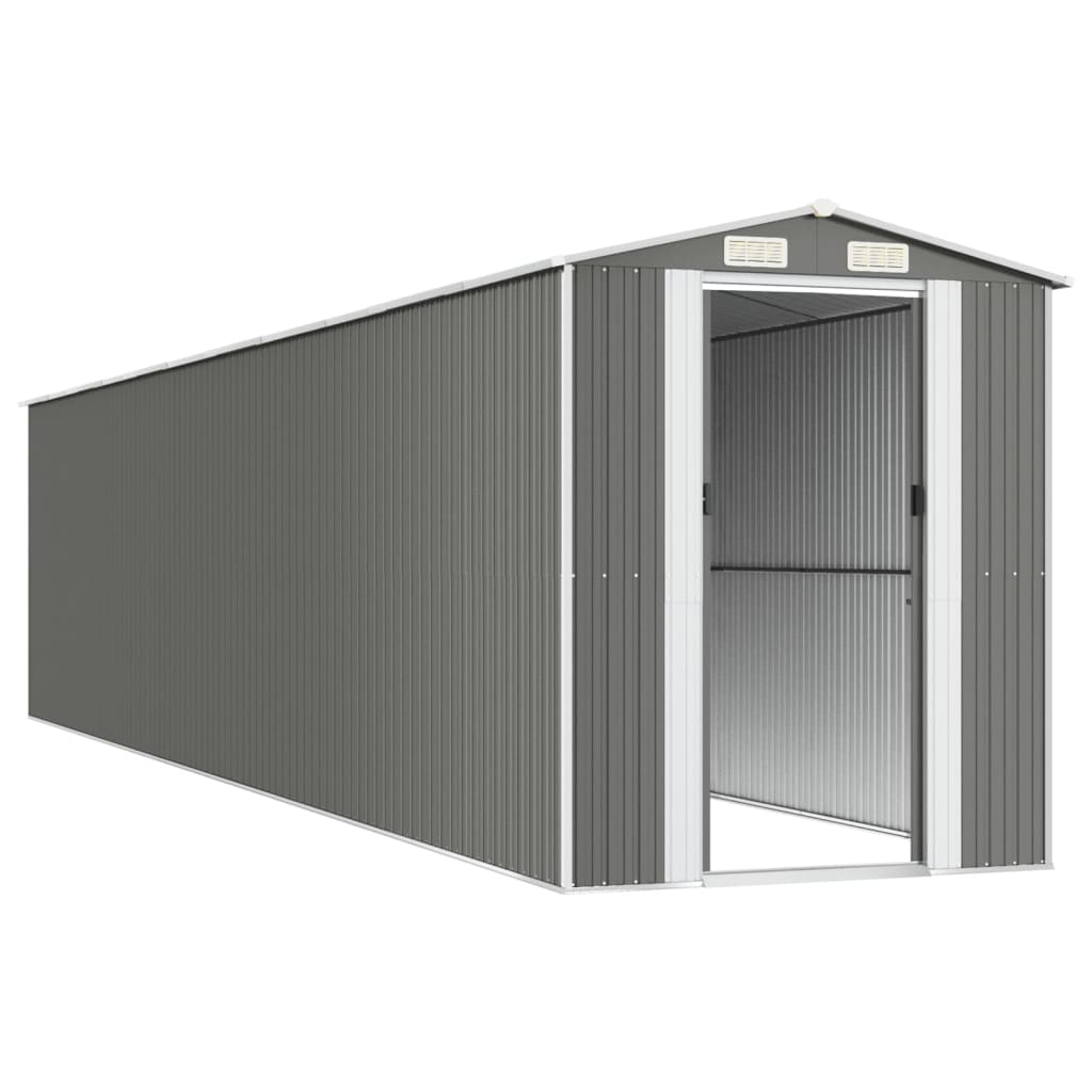 vidaXL Garden Shed Light Grey 192x938x223 cm Galvanised Steel