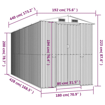 vidaXL Garden Shed Anthracite 192x440x223 cm Galvanised Steel