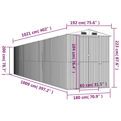 vidaXL Garden Shed Anthracite 192x1021x223 cm Galvanised Steel