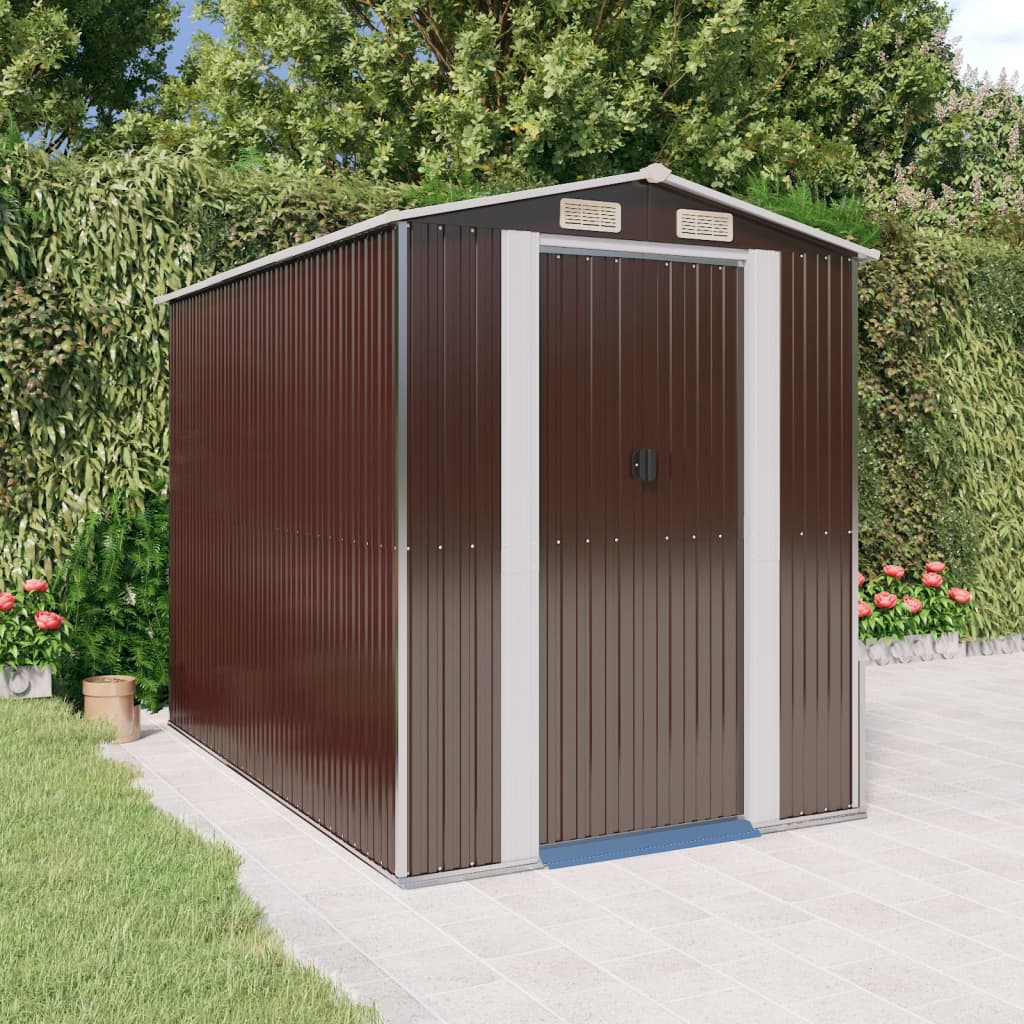 vidaXL Garden Shed Dark Brown 192x274x223 cm Galvanised Steel