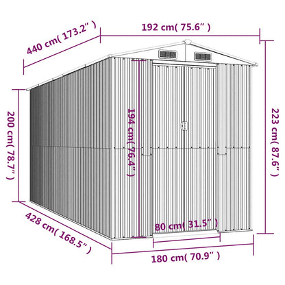 vidaXL Garden Shed Dark Brown 192x440x223 cm Galvanised Steel