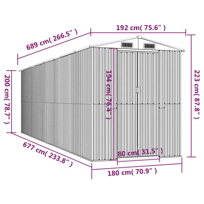 vidaXL Garden Shed Dark Brown 192x689x223 cm Galvanised Steel