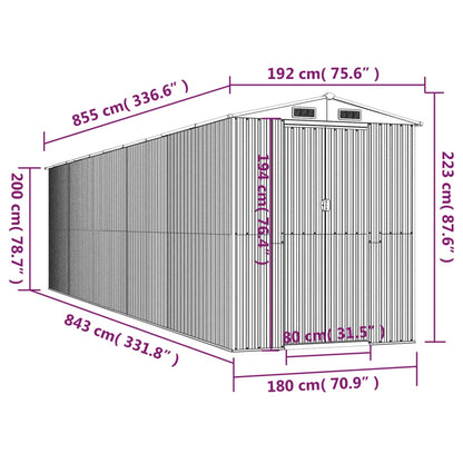 vidaXL Garden Shed Dark Brown 192x855x223 cm Galvanised Steel