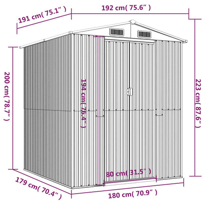 vidaXL Garden Shed Light Brown 192x191x223 cm Galvanised Steel