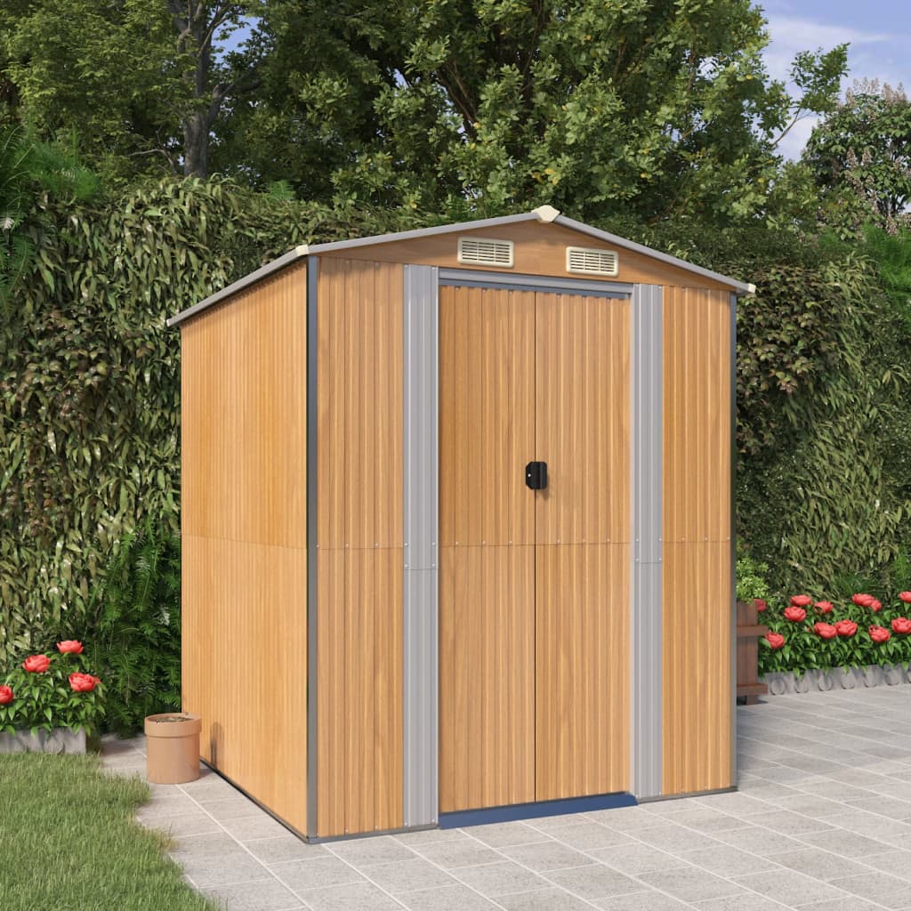 vidaXL Garden Shed Light Brown 192x191x223 cm Galvanised Steel
