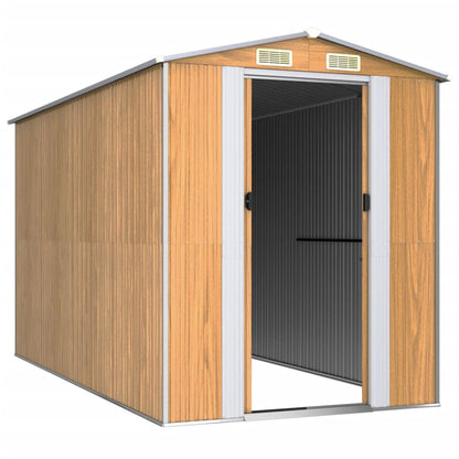 vidaXL Garden Shed Light Brown 192x357x223 cm Galvanised Steel