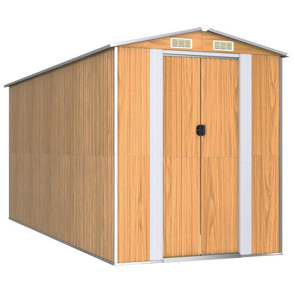 vidaXL Garden Shed Light Brown 192x440x223 cm Galvanised Steel