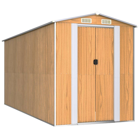 vidaXL Garden Shed Light Brown 192x440x223 cm Galvanised Steel