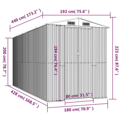 vidaXL Garden Shed Light Brown 192x440x223 cm Galvanised Steel