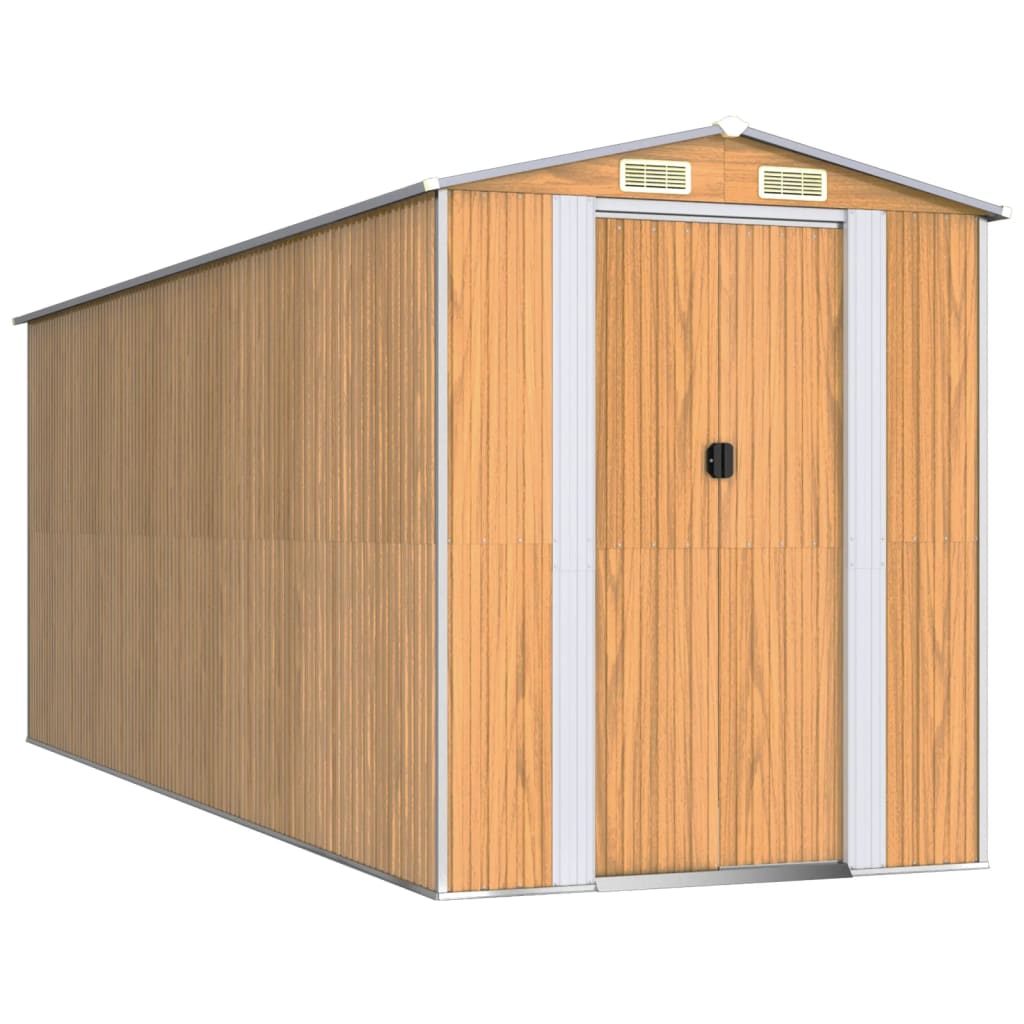 vidaXL Garden Shed Light Brown 192x523x223 cm Galvanised Steel