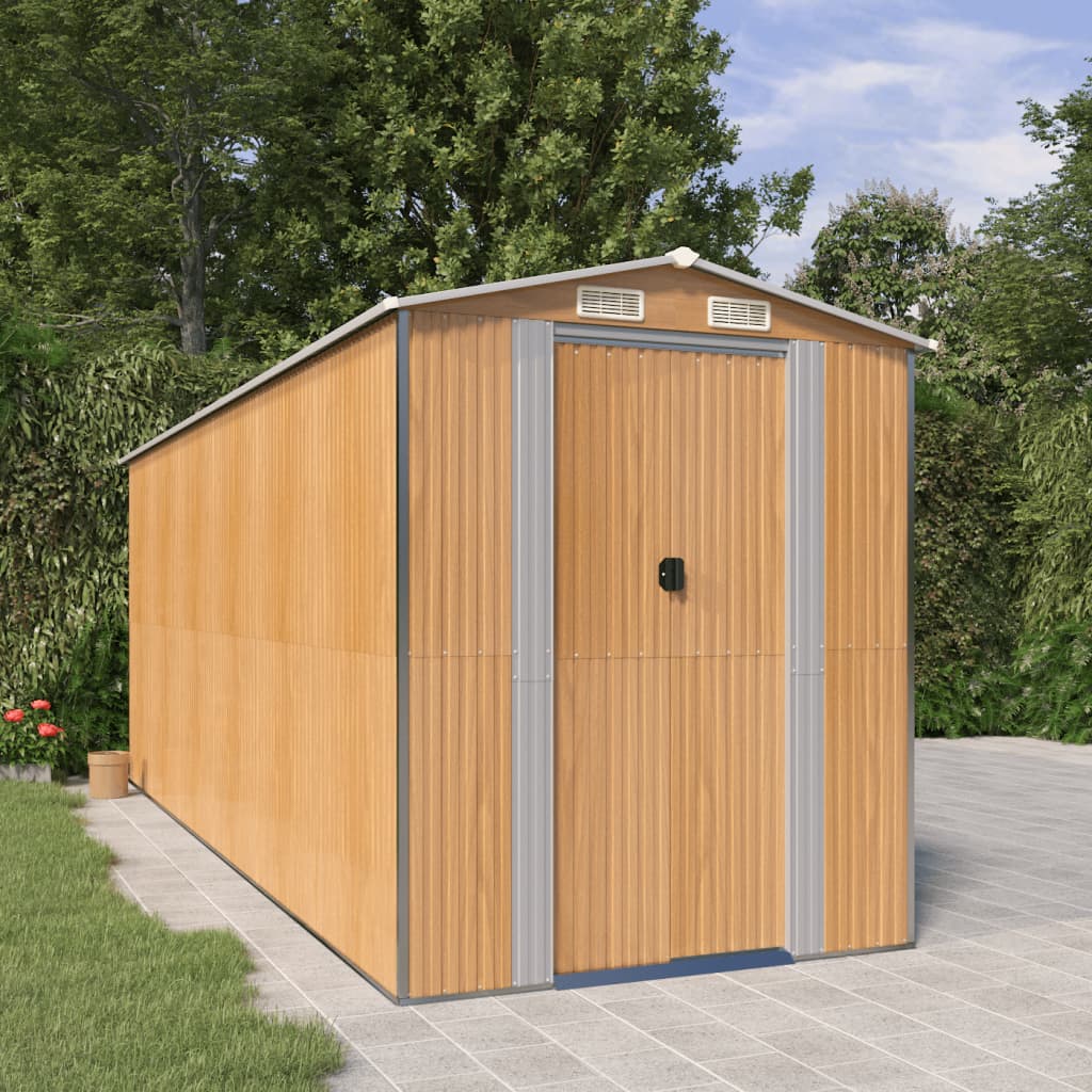 vidaXL Garden Shed Light Brown 192x523x223 cm Galvanised Steel