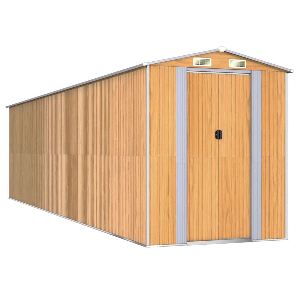 vidaXL Garden Shed Light Brown 192x772x223 cm Galvanised Steel